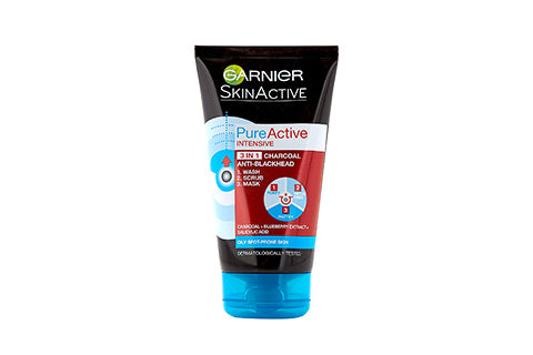 Garnier Pure Active Intense Charcoal 3-in-1 wash, scrub & mask 150ml