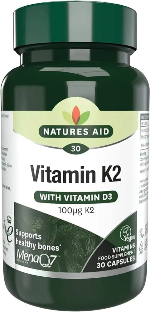 Natures Aid Vitamin K2 100mcg Capsules 30's (with Vitamin D3)