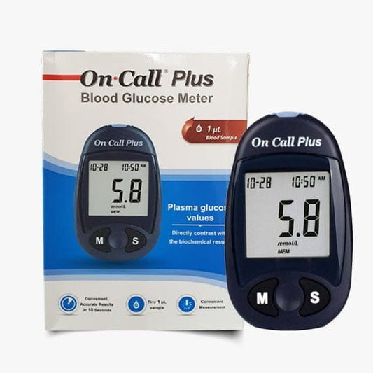 On call Plus Glucometer with 50 Strips + 100 FREE Lancets