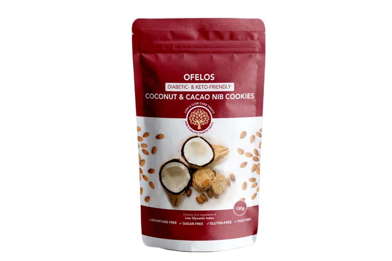 Ofelos Coconut And Cacao Nib Flavoured Cookies- Diabetic and Keto Friendly